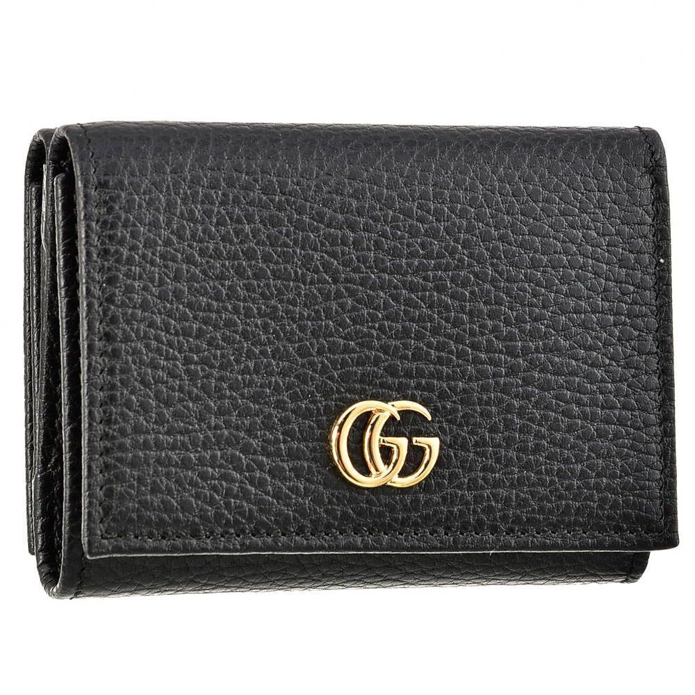 Gucci Wallet 3 Fold Wallet Black PETITE MARMONT